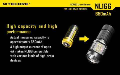 Nitecore Li Ion Rechargebale Battery Rcr123 A (3.7 V, 650m Ah)