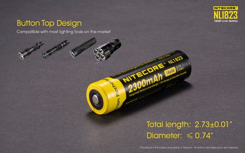 Nitecore Li Ion Rechargeable Battery 18650 (3.7v / 2300m Ah)