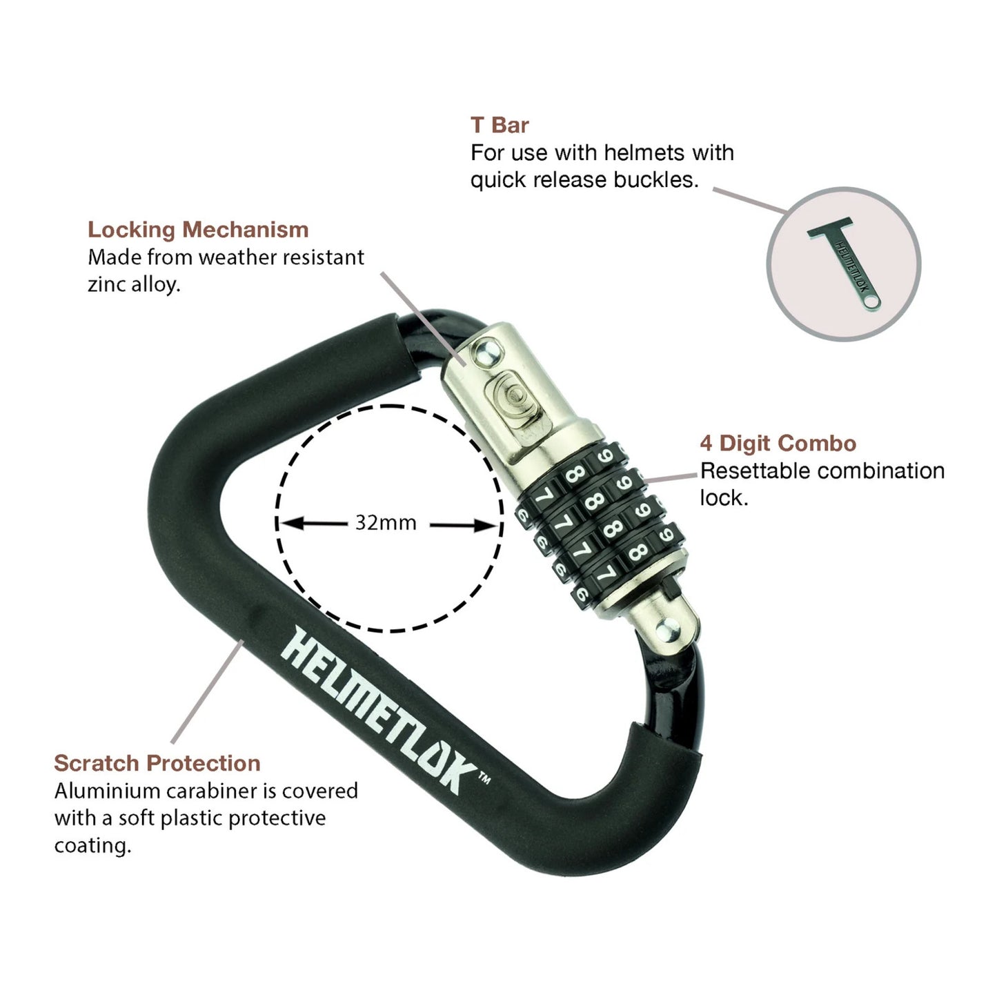 Rocky Creek HelmetLok and Stainless Steel T-Bar Combined
