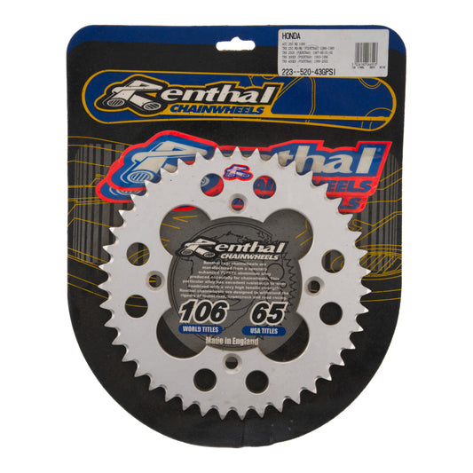 Renthal Sprocket Rear Green 43T Alloy 7075 T6 Grooved