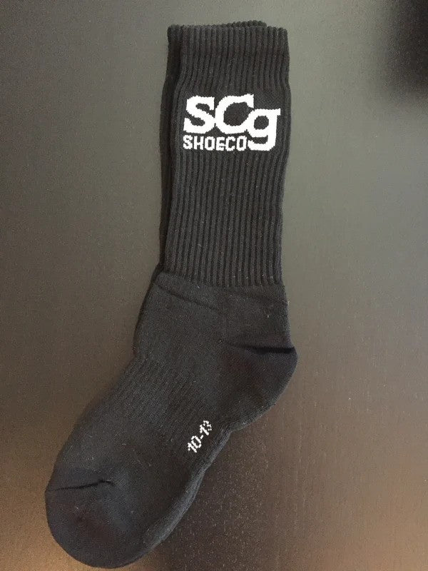 SCg Premium Socks Black w. White Logo size 10-12