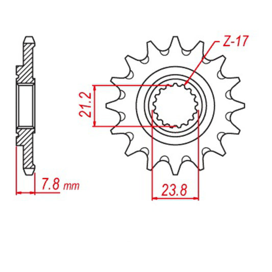MTX 1344 Hornet Lightweight Steel Front Sprocket #520