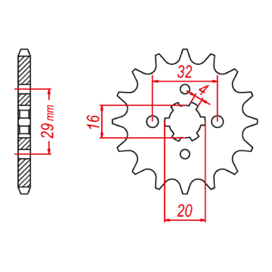 MTX 1425 Steel Front Sprocket #428