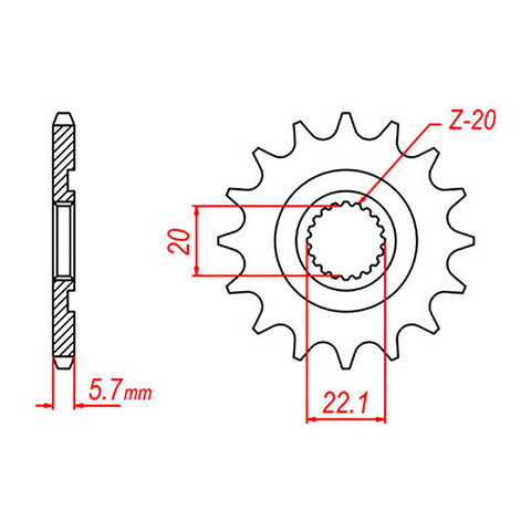 MTX 1590 Steel Front Sprocket #520