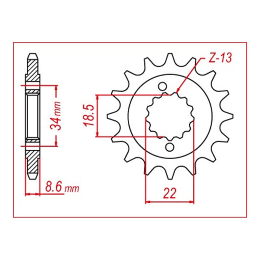 MTX 1908 Steel Front Sprocket #520