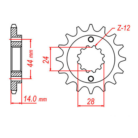MTX 1372 Steel Front Sprocket #525
