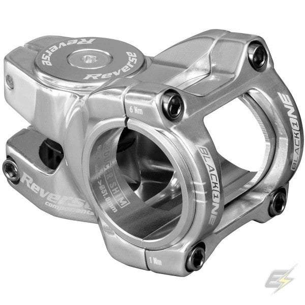 REVERSE Stem Black-ONE Titanium  D-2 35mm Ø31,8 &  Ø35mm (Silver) incl. Top Cap, Screw, Nut