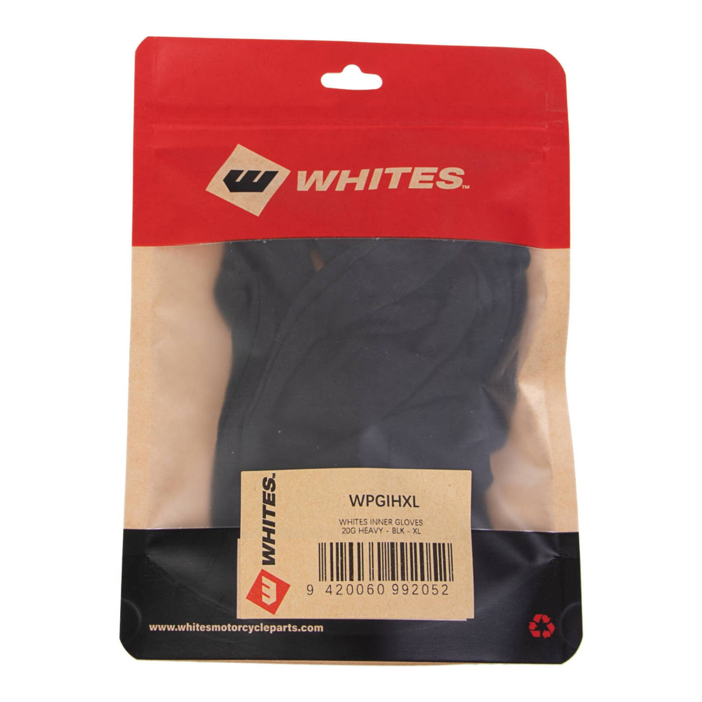 WHITES INNER GLOVES 20G HEAVY - BLK - XL