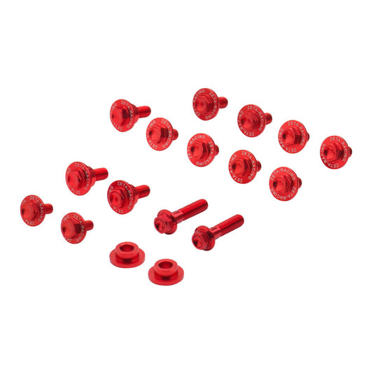 Zeta Aluminum Bolt Set for Plastics Honda CRF450R '21- 15 pcs - Red