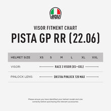 AGV PISTA GP RR 22.06 VISOR / PINLOCK FITMENT