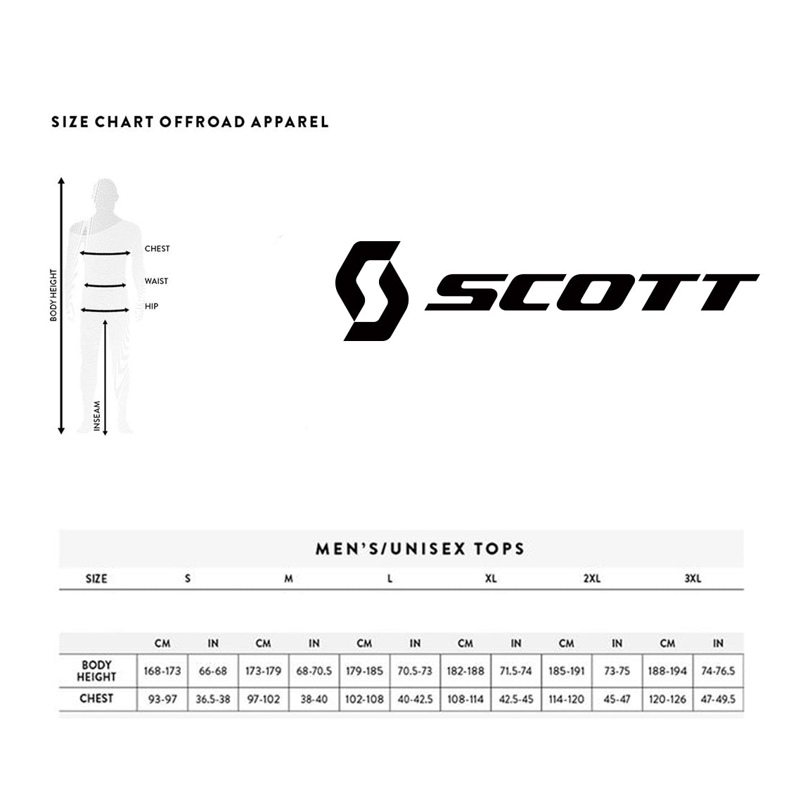 Scott OffRoad Jersey_size chart