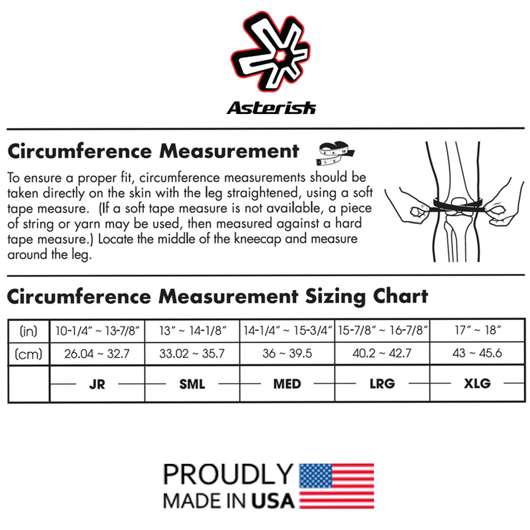 Asterisk Knee Brace Sizing Chart