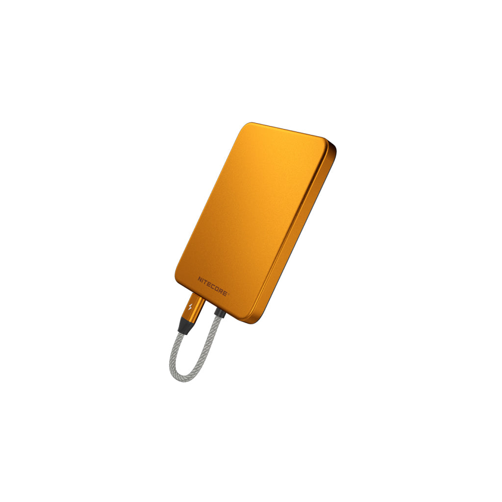 NITECORE 5,000MAH MAGNETIC ULTRA THIN POWER ALLOY BANK BUILT-IN USB C ORANGE