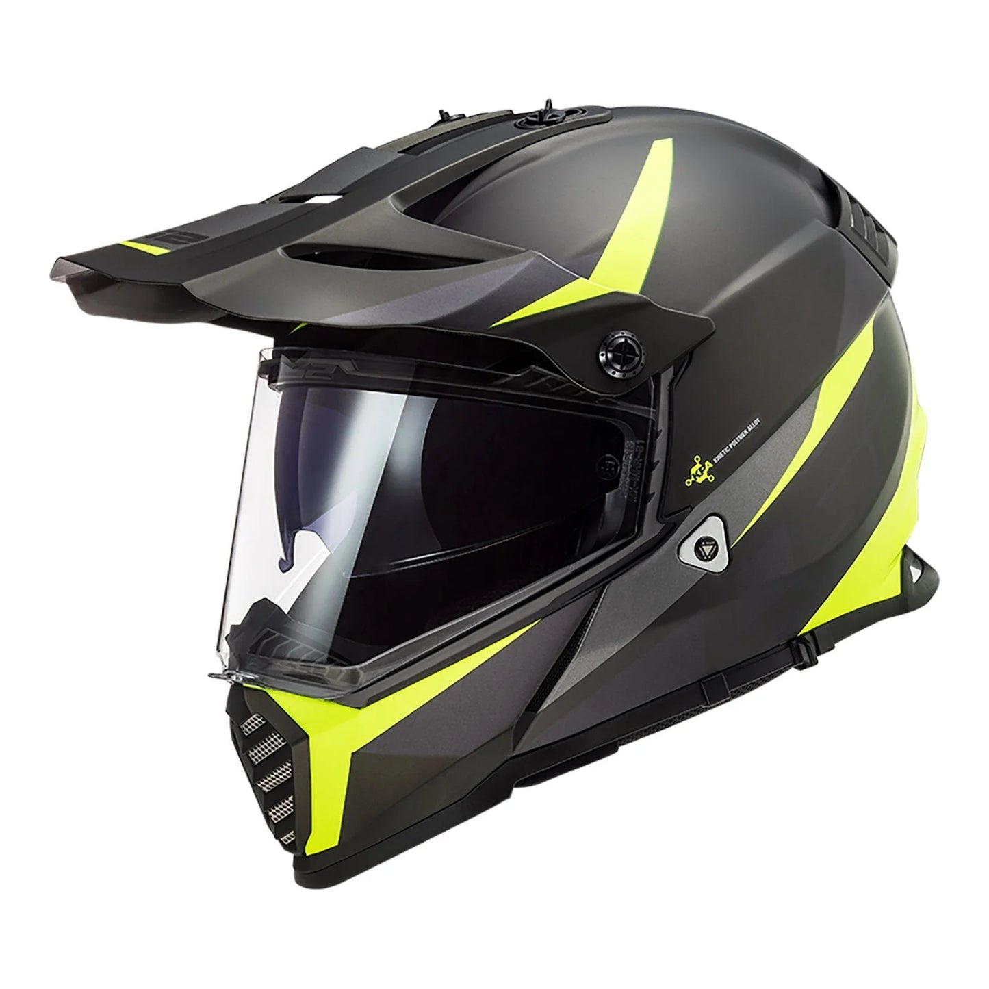LS2 MX436 PIONEER EVO HELMET - ROUTER MATTE BLACK / HI-VIS Y