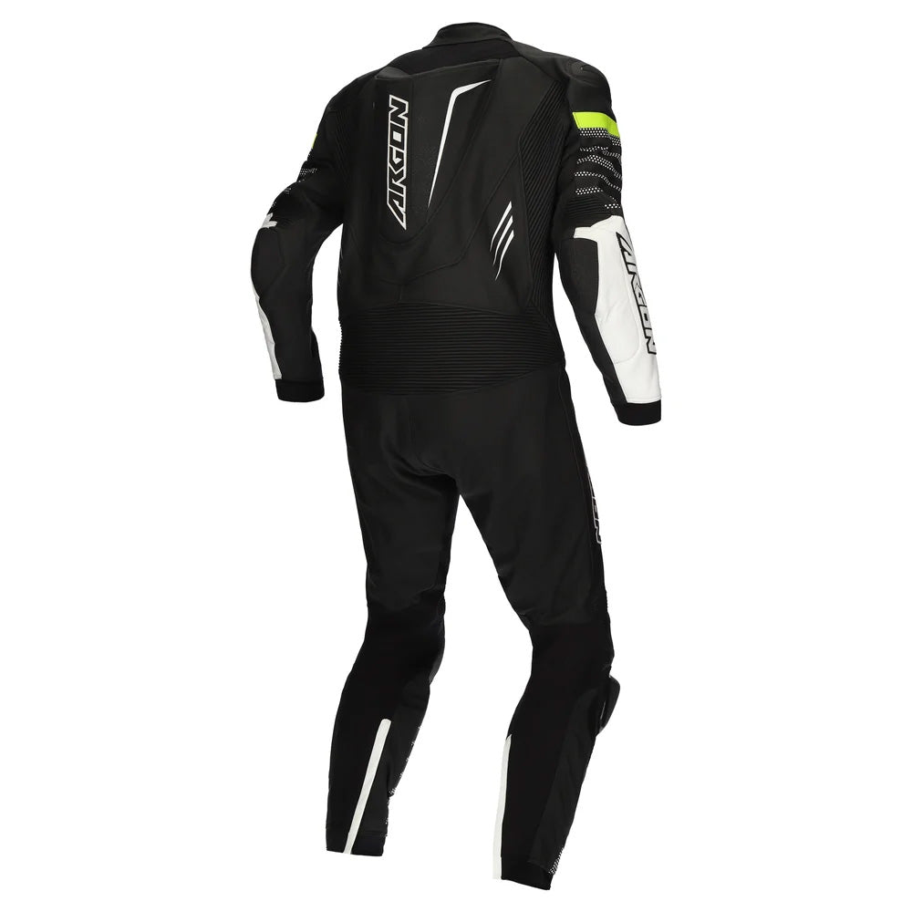 ARGON Pursuit 1-Piece Leather Race Suit - Black White/Hi-vis