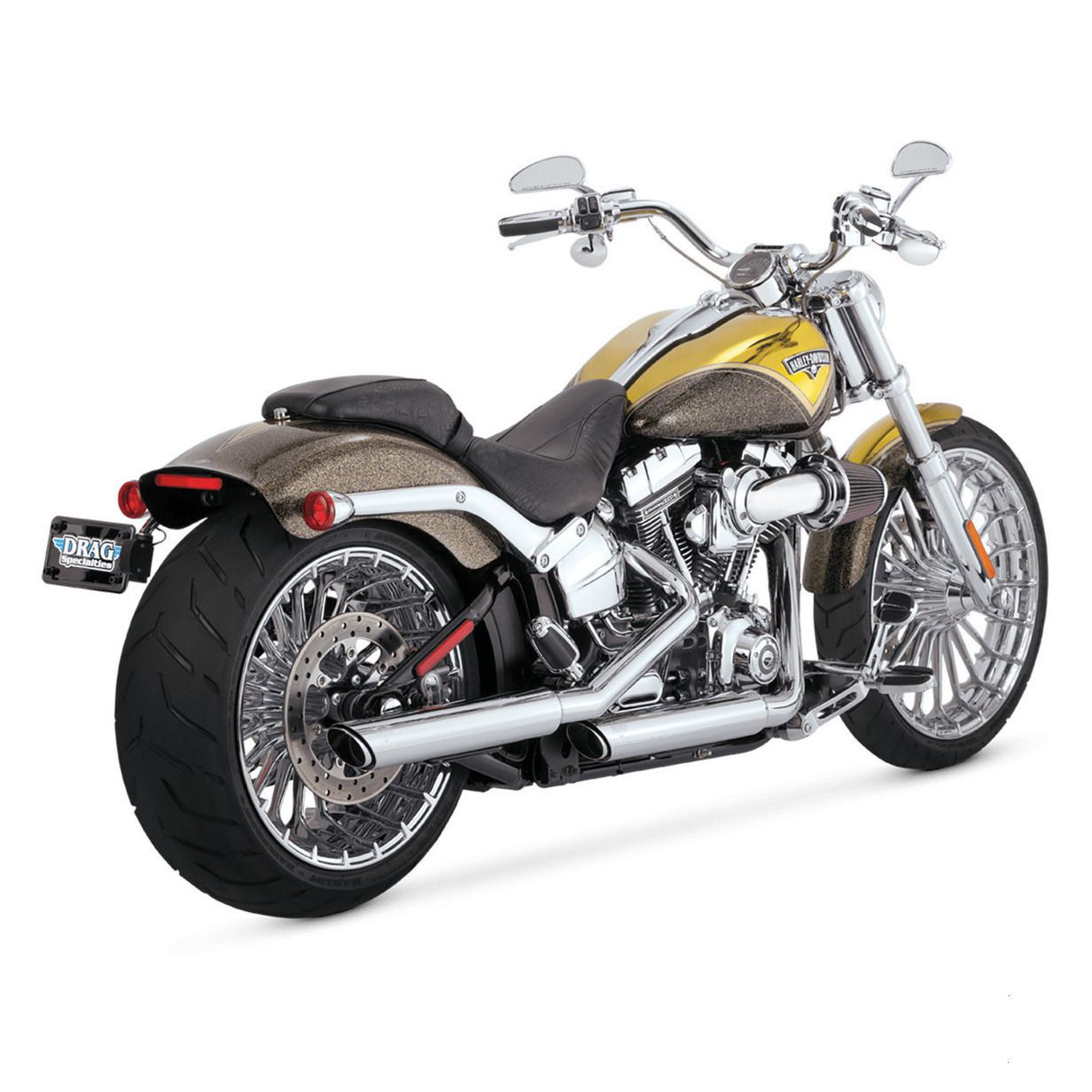 Vance & Hines Twin Slash 3 in. Slip-On Mufflers Chrome Softail