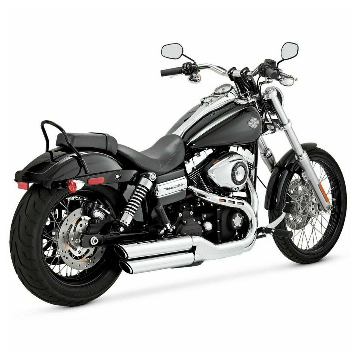 Vance & Hines Twin Slash Slip-On Mufflers Chrome Dyna Fat Bob
