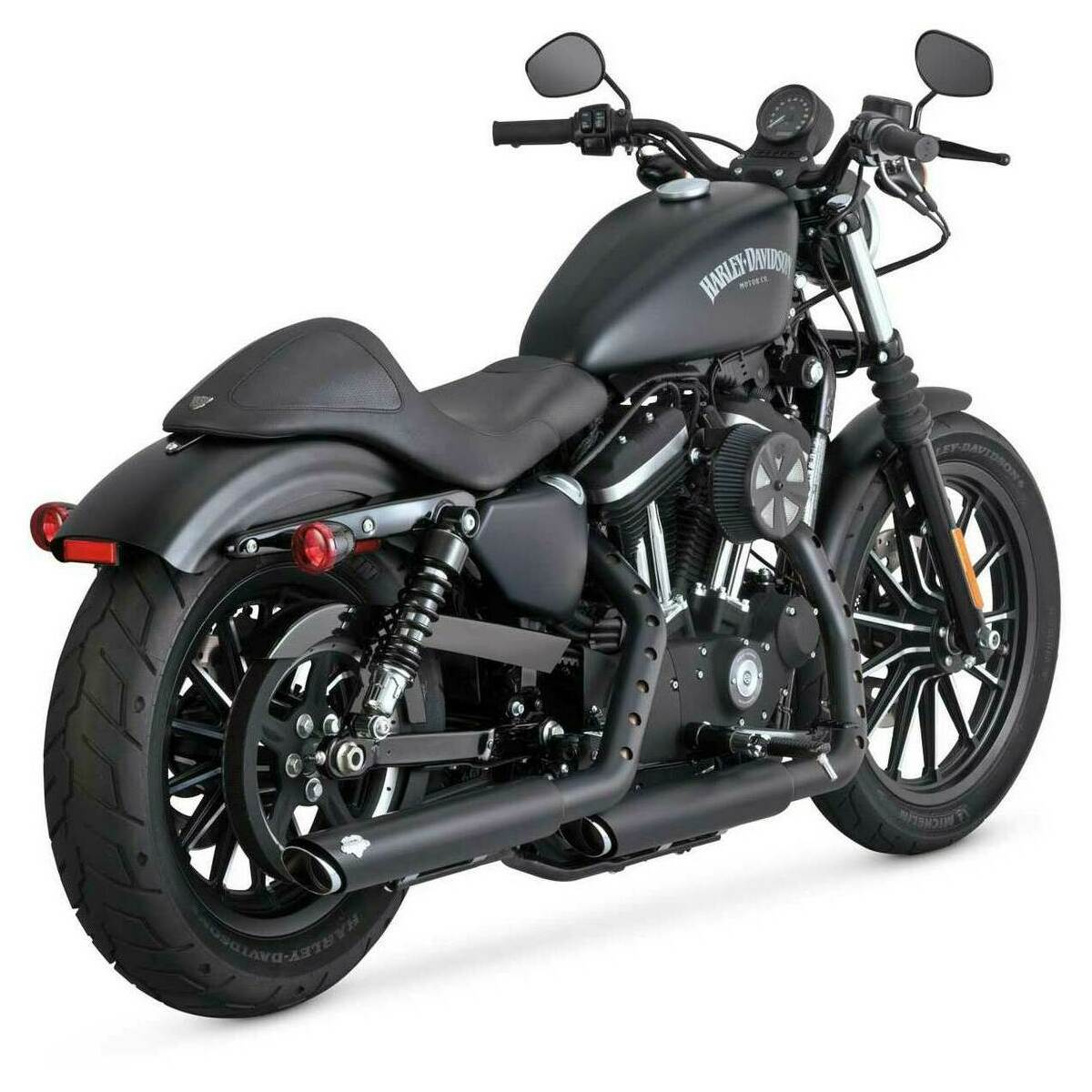 Vance & Hines Twin Slash 3 in. Slip-On Mufflers Black Sportster