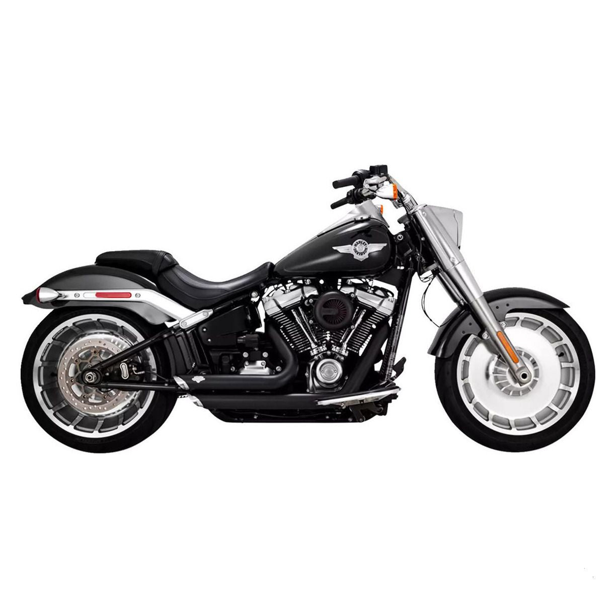 Vance & Hines PCX Shortshots Staggered Exhaust Black M8 Softail Fat Boy Breakout