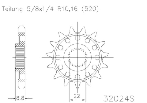Sprocket Front 360MX 14T KTM 93-15
