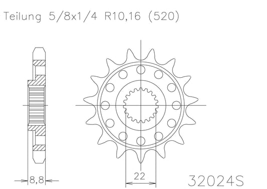 Sprocket Front 360MX 14T KTM 93-15