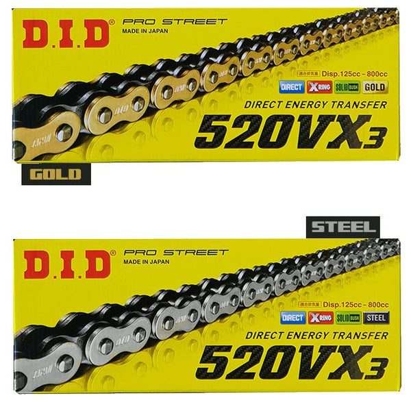 520VX3 x 116FB FJ  X'Ring Solid Bush DID chain w/clip