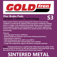 BRAKE PADS GOLDFREN SINTERED SPORTS GF093 - S3 ( PH124 )
