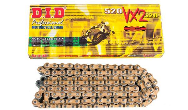 D.I.D  520VX2 X-Ring Chain - 520VX2 x 118FB G&B X'Ring solid bush DID chain gold